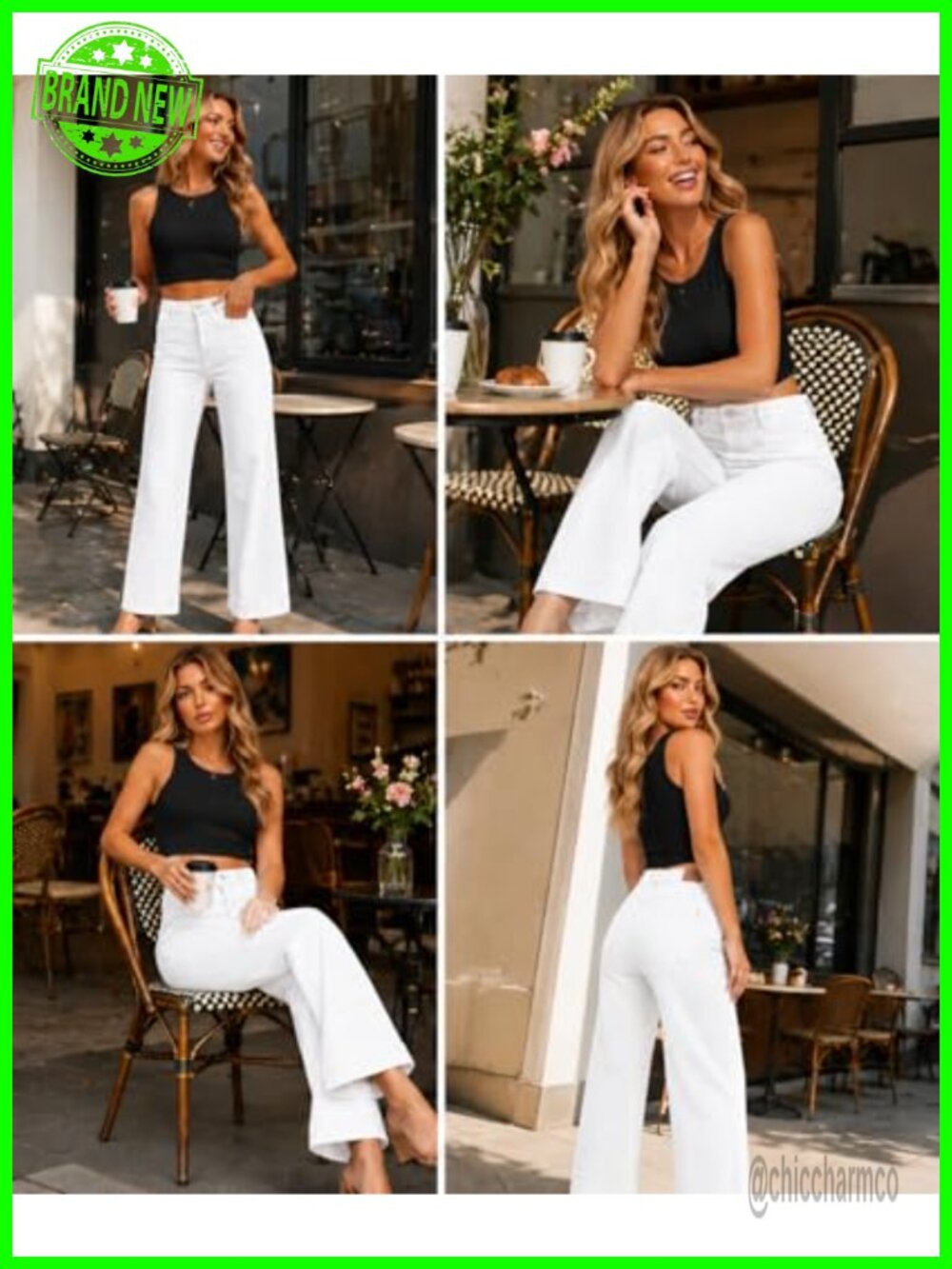 High Waisted Stretch Wide Leg Jeans Casual Fit Tummy Control - Picture 5 of 6